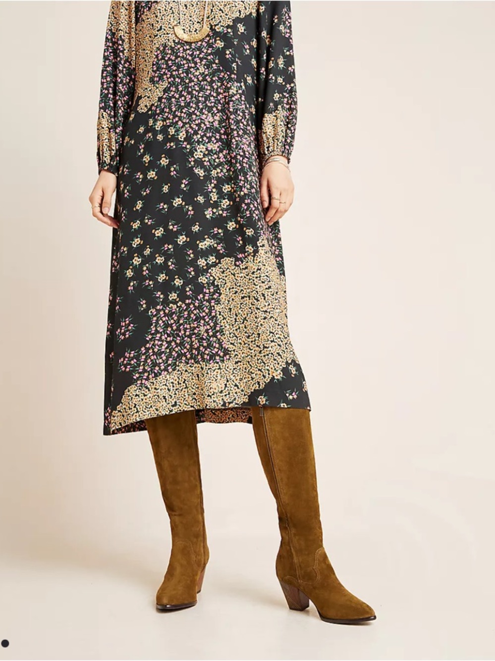 NEW $398 FRYE Anthropologie Women's Olive Suede Mid-Calf Block Heel Boot